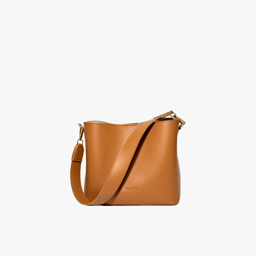 Bolso bucket Suci caramelo con dos correas de ROUMÉL